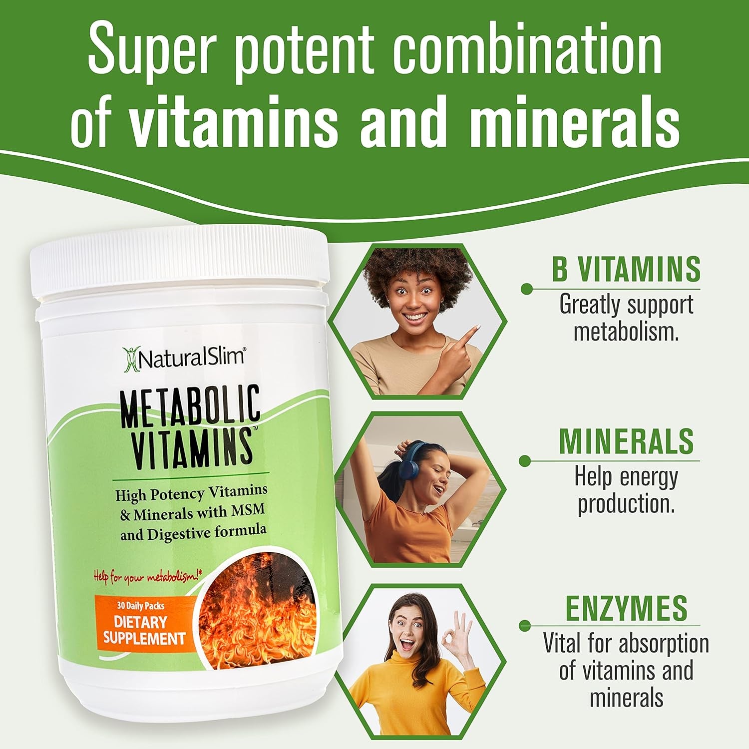 Naturalslim Metabolic Vitamins - Combination of High Potency Multivitamins, Minerals - Energy & Metabolism Support