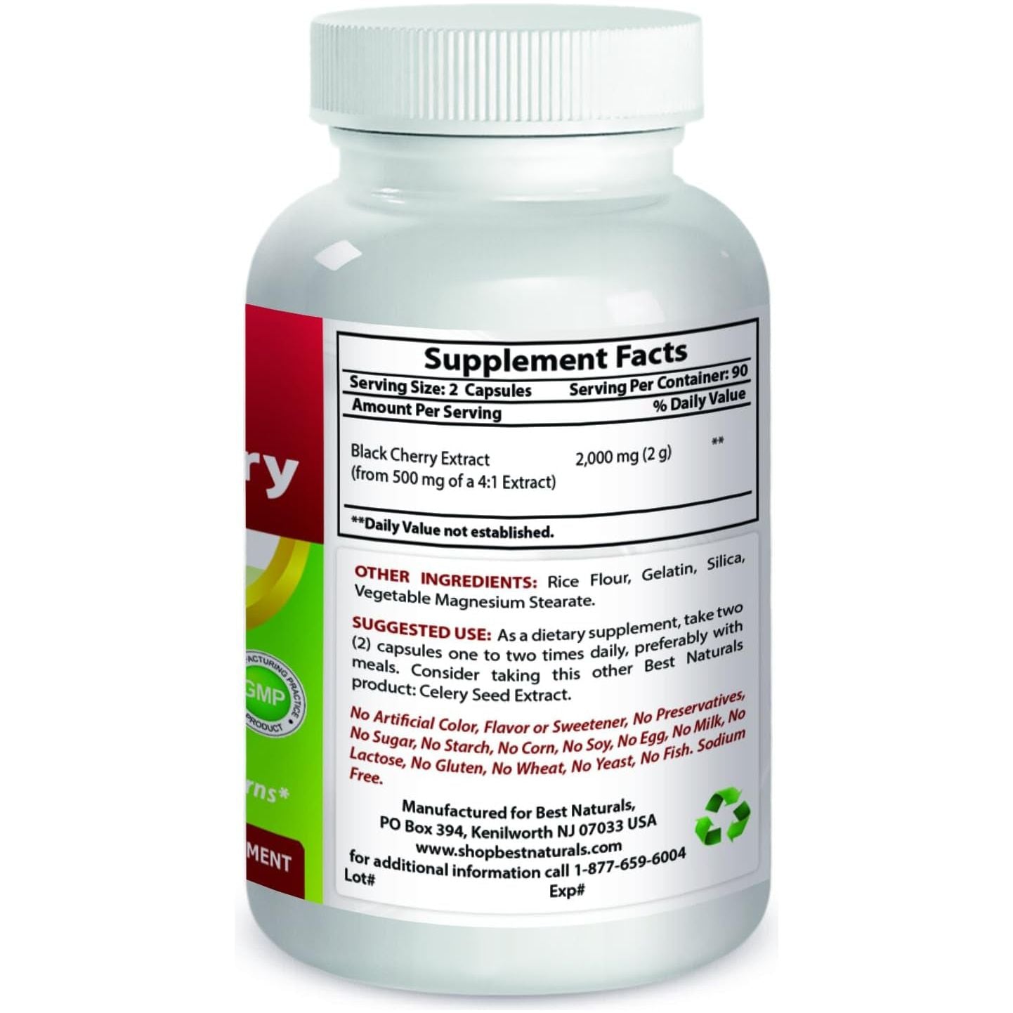 Best Naturals Black Cherry 1000 Mg Capsule, 180 Count