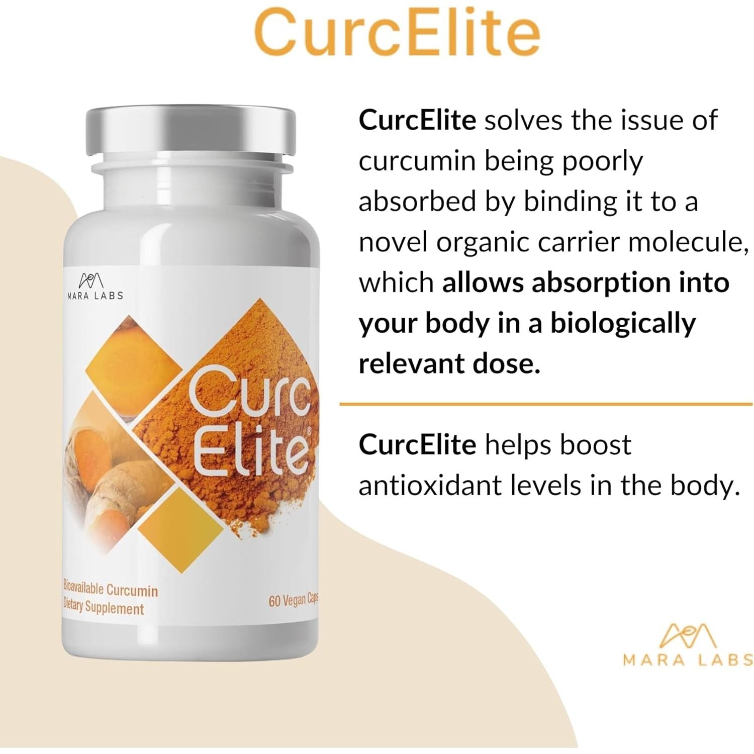 Mara Labs Curcelite Curcumin | Turmeric Extract 95% Curcuminoids | 30 Servings