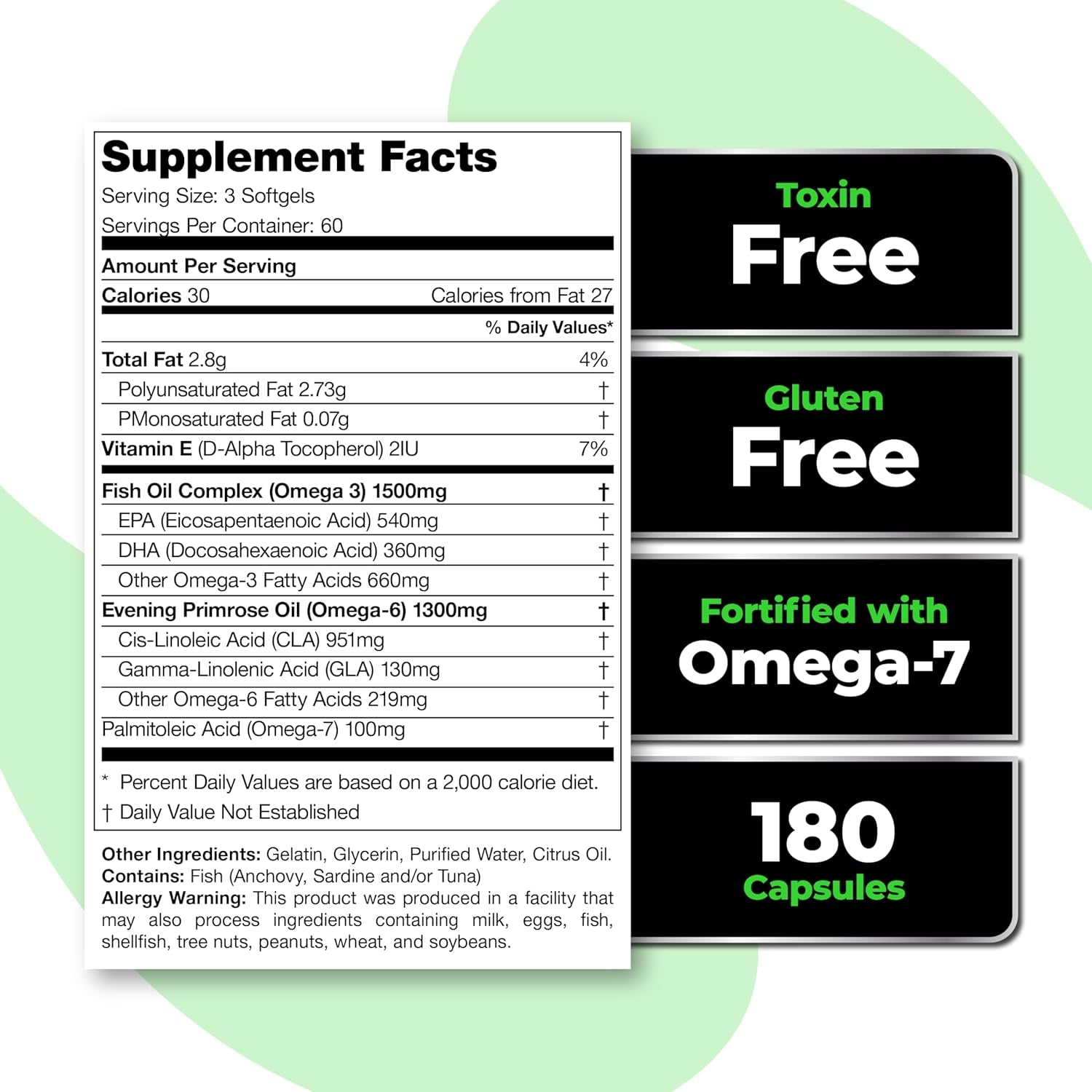 Species Nutrition Omegalyze Support Supplements, Essential Fatty Acid Formula 180 Capsules