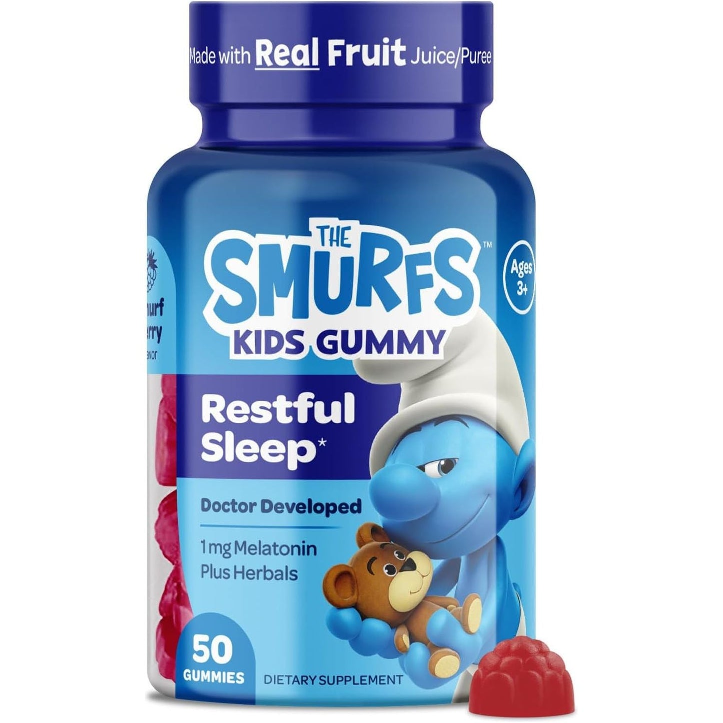 The Smurfs 1Mg Melatonin Gummies for Kids & Restful Sleep Age 3+ 50 Vegetarian Gummy