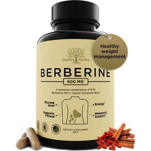 600 Mg Berberine Supplement – Berberine HCL & Ceylon Cinnamon Capsules