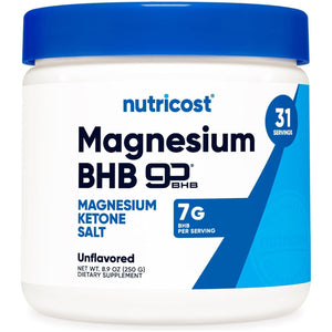 Nutricost Magnesium BHB Salts (250 Grams, Unflavored) - 6.5G Beta-Hydroxybutyrate per Serving