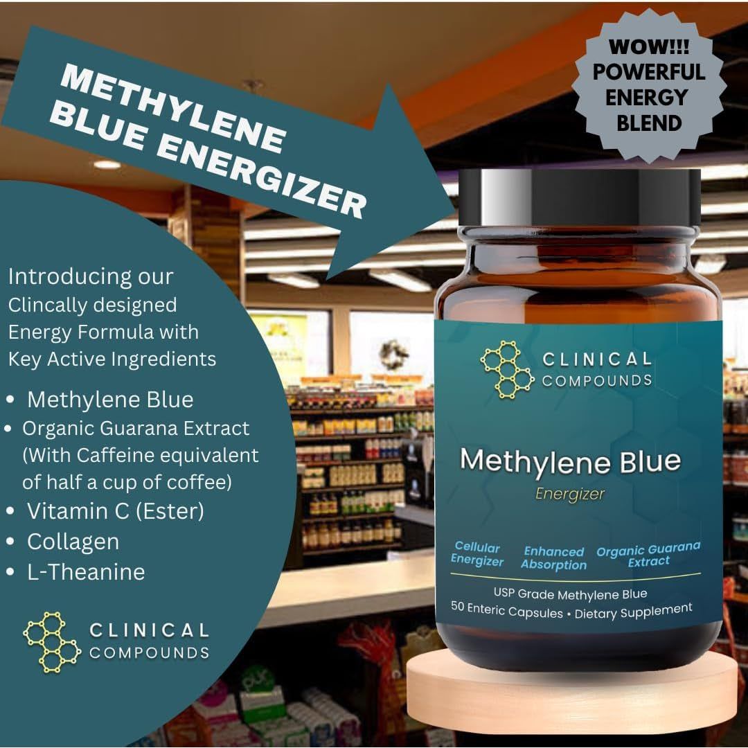 Methylene Blue (USP Grade) Pharma Grade Capsules, 50 Capsules