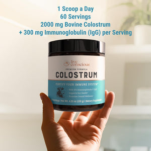 Live Conscious Colostrum Powder with Lactoferrin for Iron Absorption - Immune System Supplement