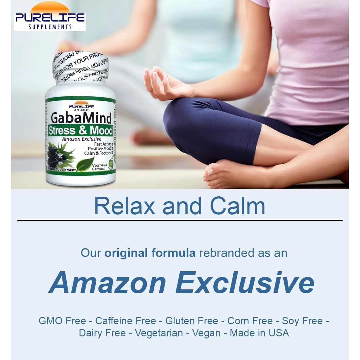 Purelife Gabamind –  Original Formula. GMO Free and Vegetarian (90 Capsules)