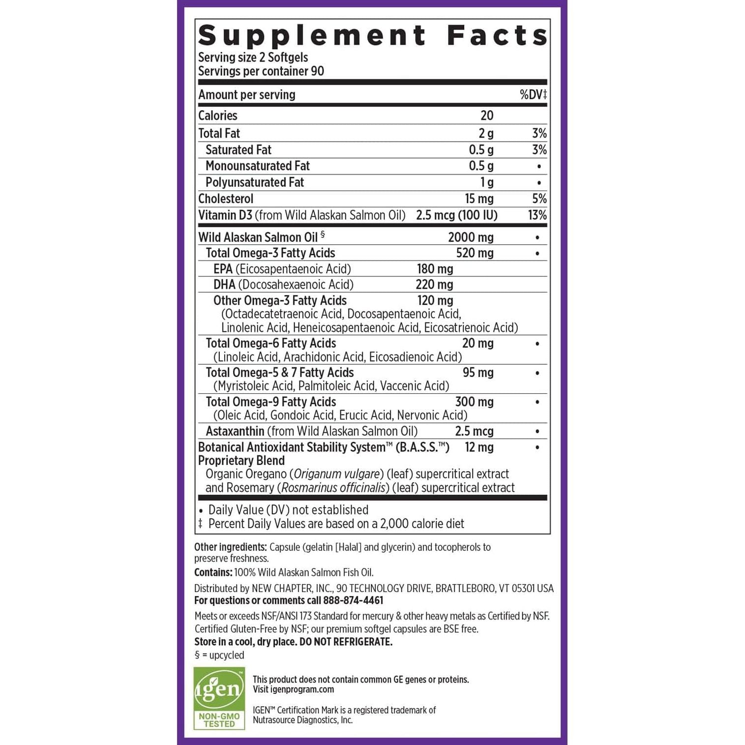 New Chapter Wholemega Fish Oil Supplement - 180 Ct, 1000Mg Softgels