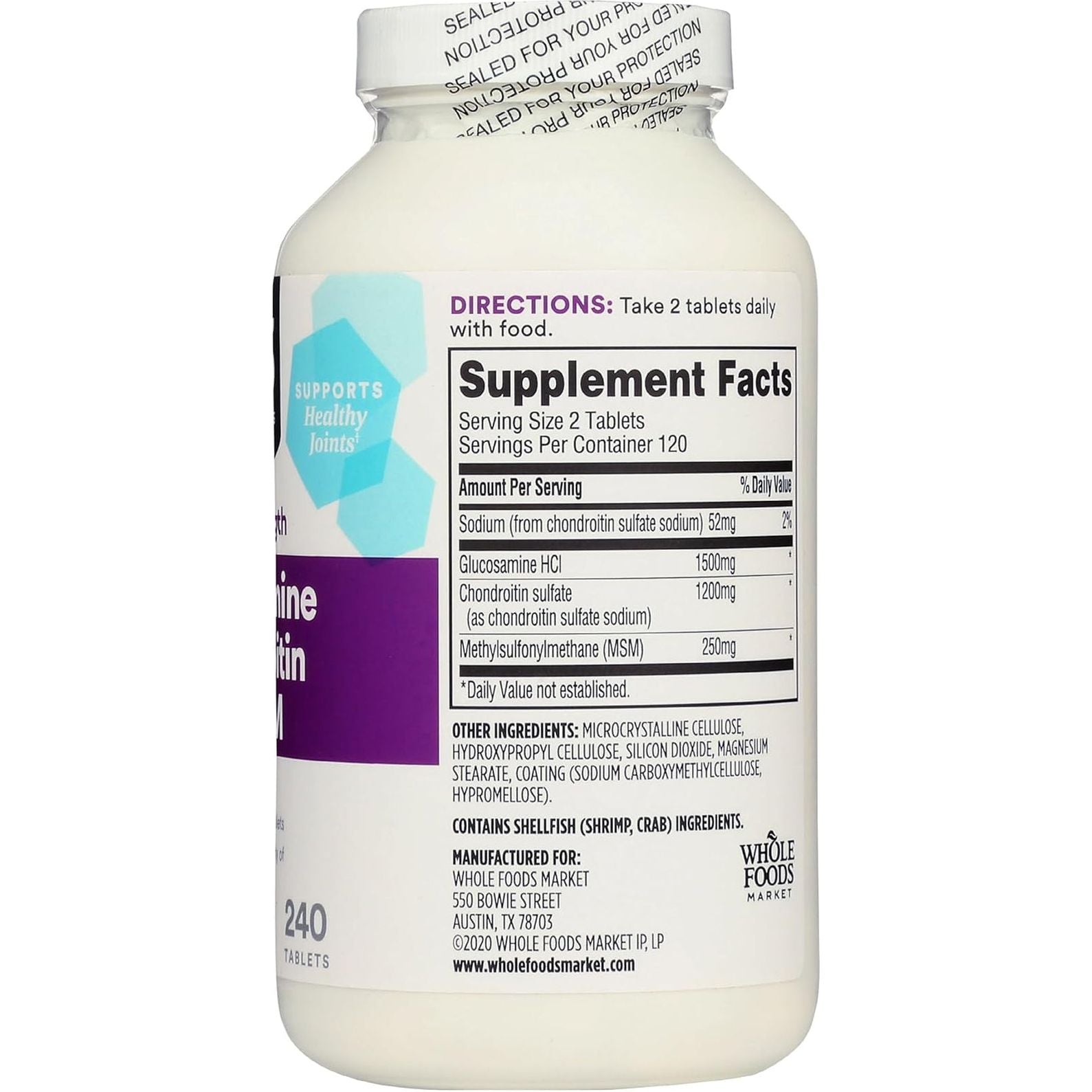 365 by Whole Foods Market, Glucosamine Chondroitin X Strength MSM, 240 Tablets