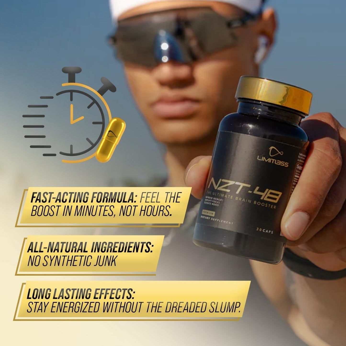 NZT-48 Brain Booster | Nootropic Brain Supplements for Memory and Focus 30 Servings