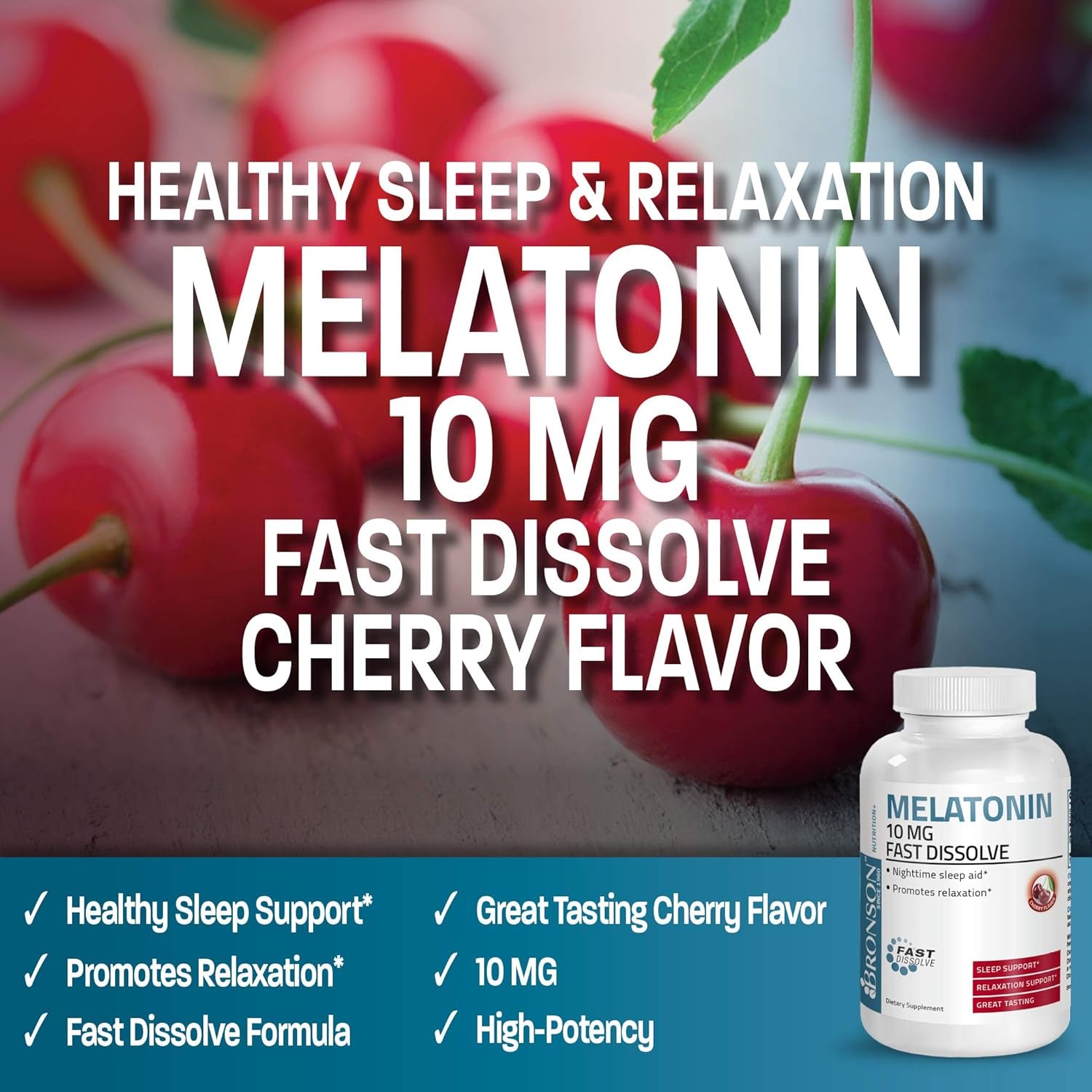 Bronson Melatonin 10Mg Fast Dissolve Cherry Flavored Tablets 360 Count