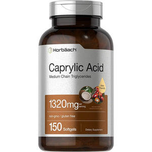 Horbaach Caprylic Acid 1320Mg Supplement | 150 Softgel Capsules | from MCT Oil | Non-Gmo & Gluten Free