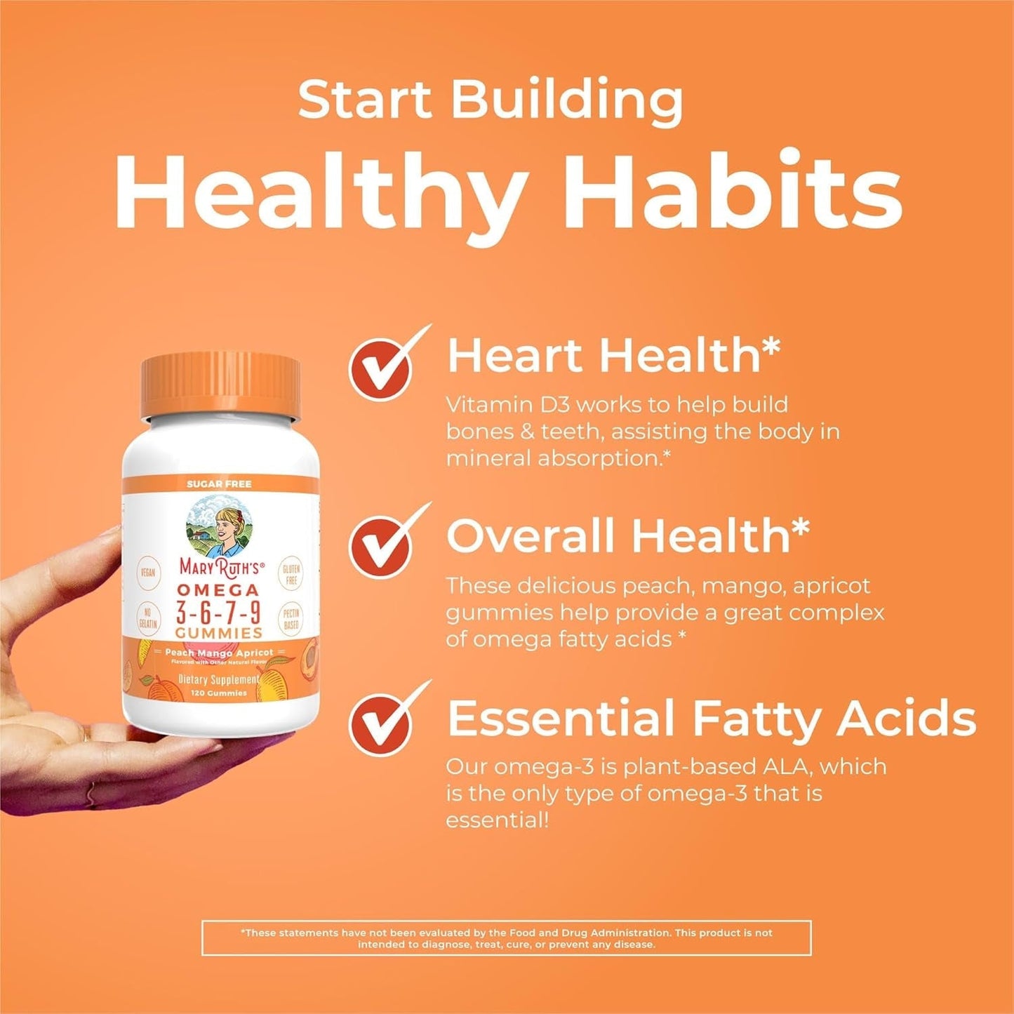 Maryruth Organics Vegan Omega 3 6 7 9 Gummies | 120 Count