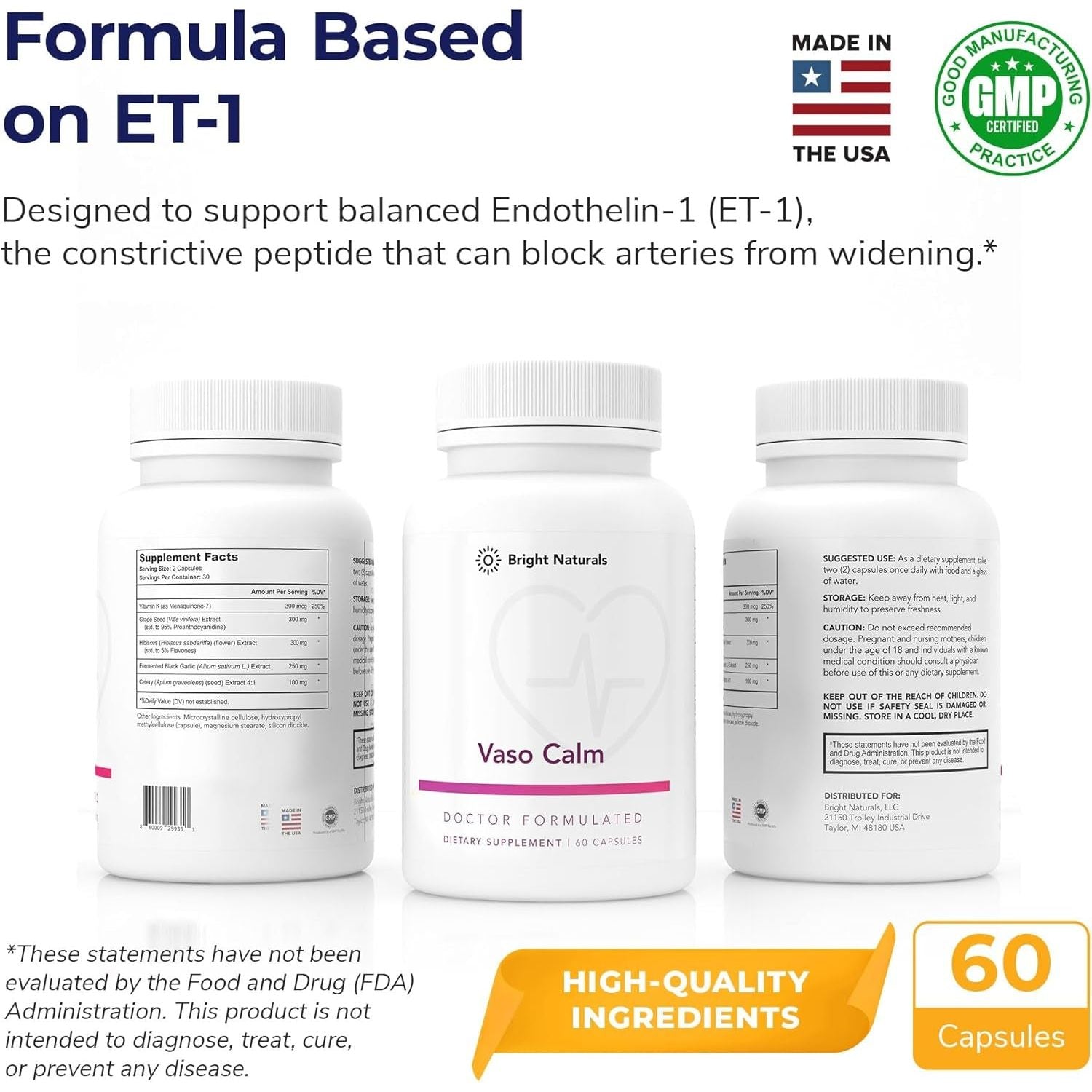 Vaso Calm - Healthy Blood Balance Supplement - Made in the USA
