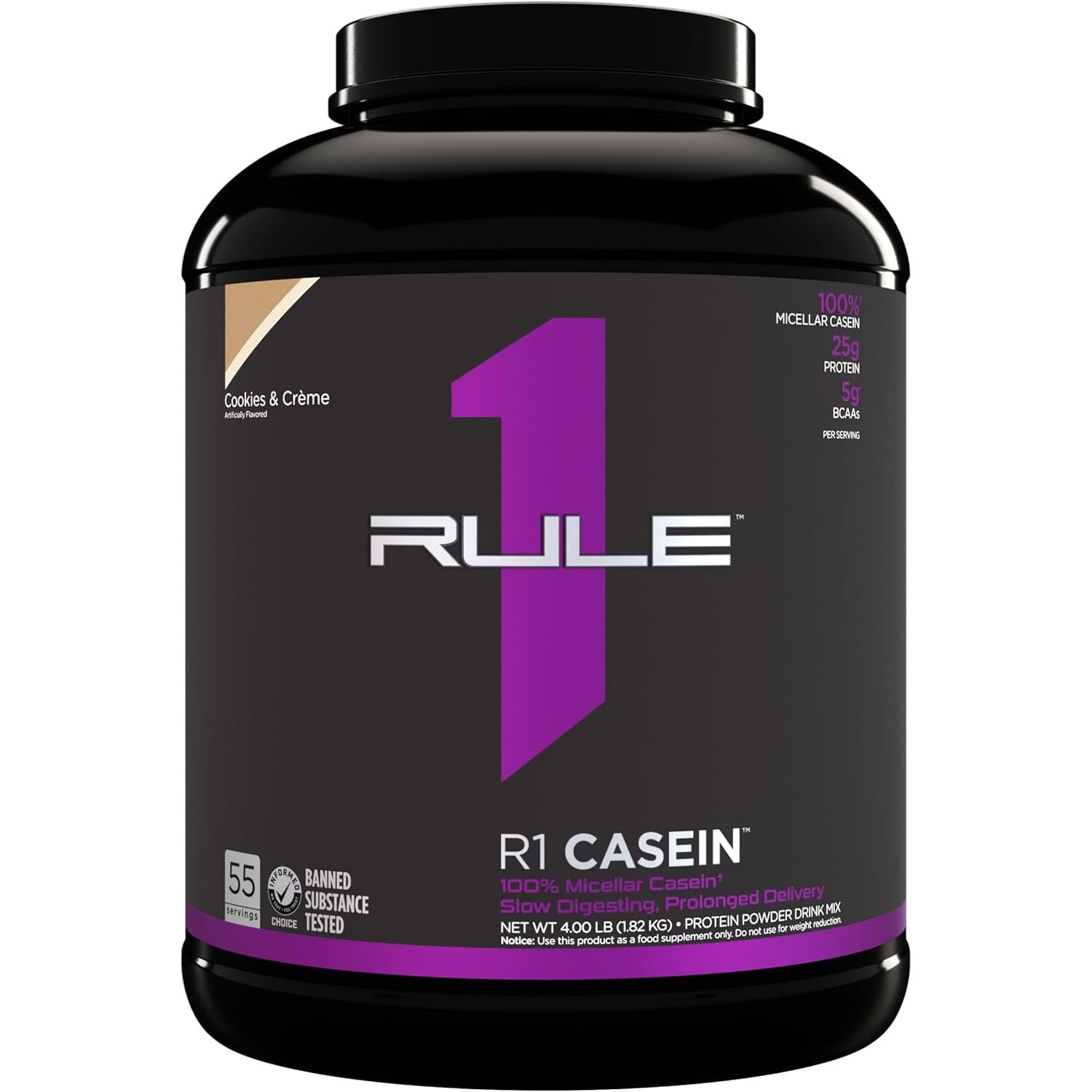 Rule One Proteins Casein - 25G Slow-Release Protein from Premium Micellar Casein (4 Pounds, Vanilla Crème)