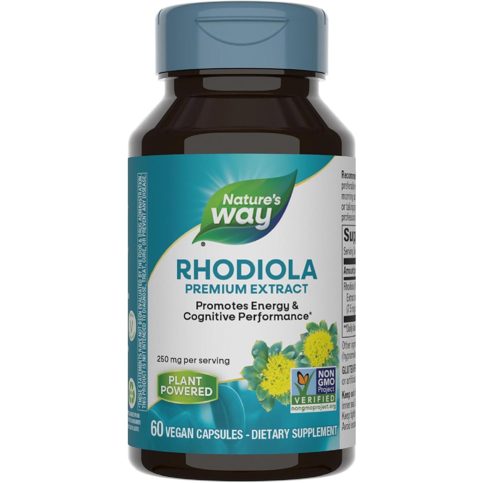 Nature'S Way Rhodiola Premium Extract 250 Mg, Supports Energy & Cognitive Performance 60 Capsules 
