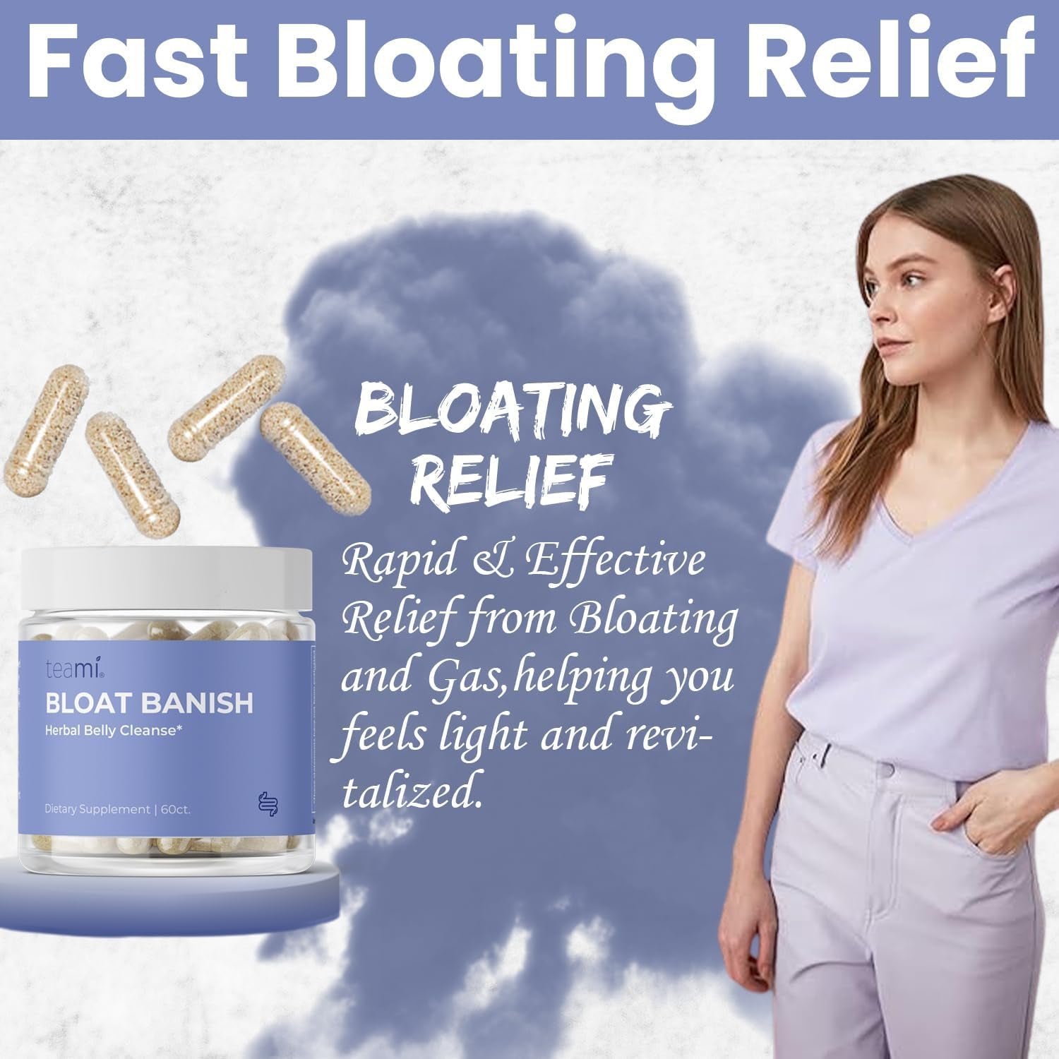 Teami Bloat Banish Fast Gas and Bloating Relief for Women - Debloat Pills to Support Digestion, Ensuring Regularity & Constipation Relief