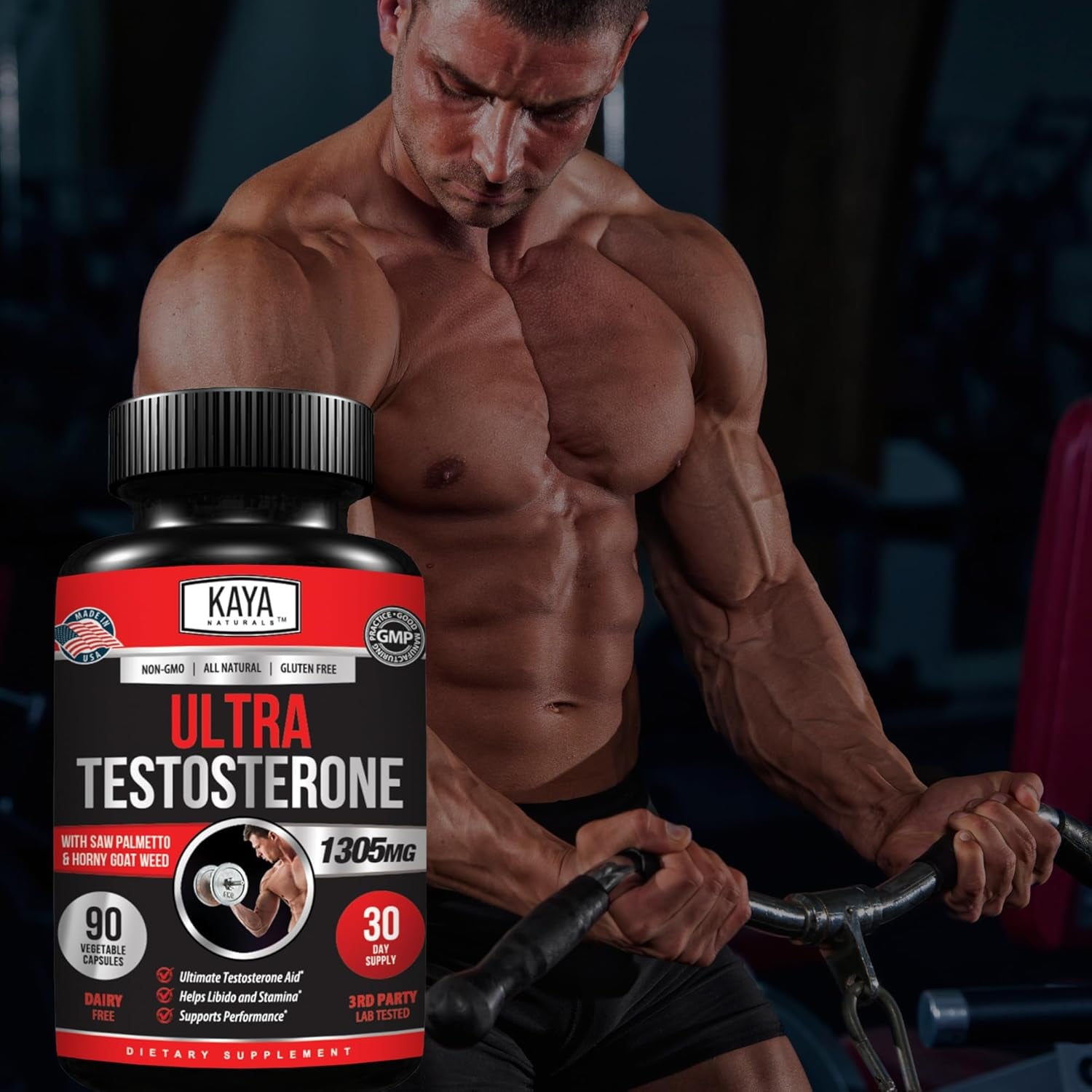 Kaya Naturals Ultra Testosterone - Men'S Testosterone Booster with Tongkat Ali, Horny Goat Weed, Tribulus 90 Count