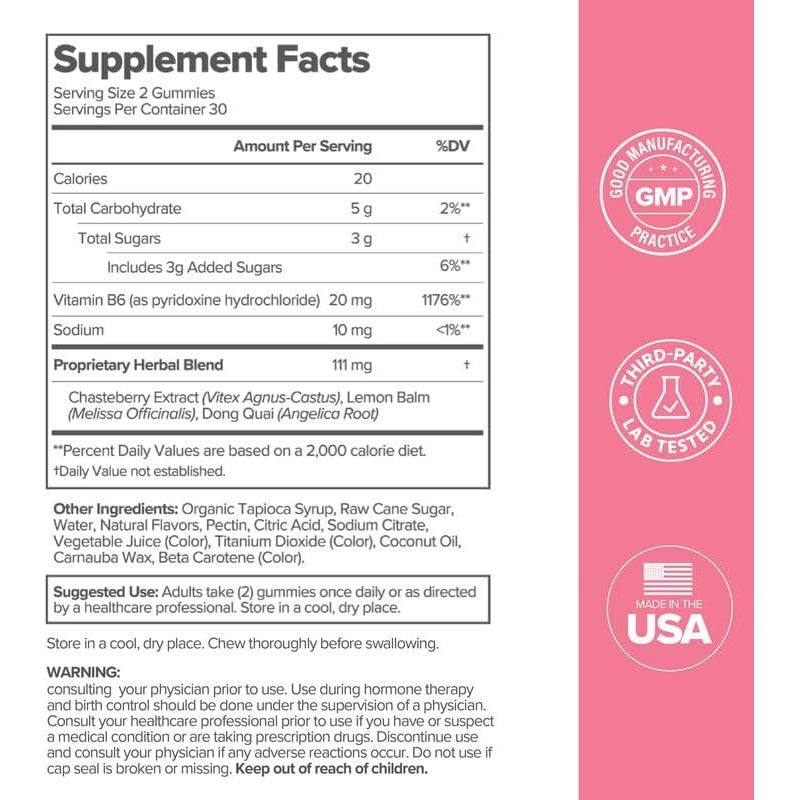 O Positiv FLO PMS Gummies for Women - Proactive PMS Relief - Targets Hormonal Breakouts, Bloating, Cramps, & Mood Swings 30 Servings