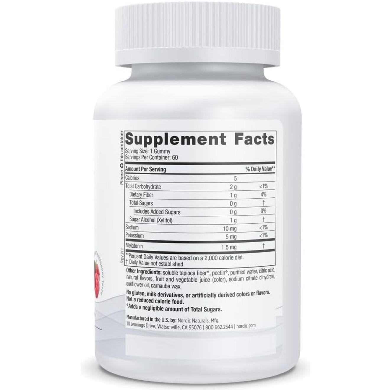 Nordic Naturals Zero Sugar Melatonin Gummies Raspberry - 60 Gummies