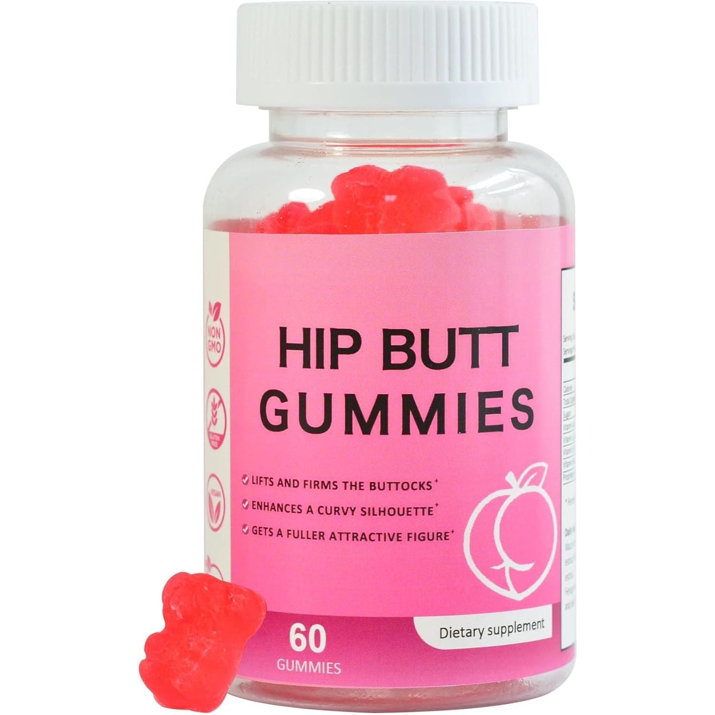 Hip Butt Enhancer Gummies for Butt Growth and HIPS, Weight Gainer for Women Workout Enhancement