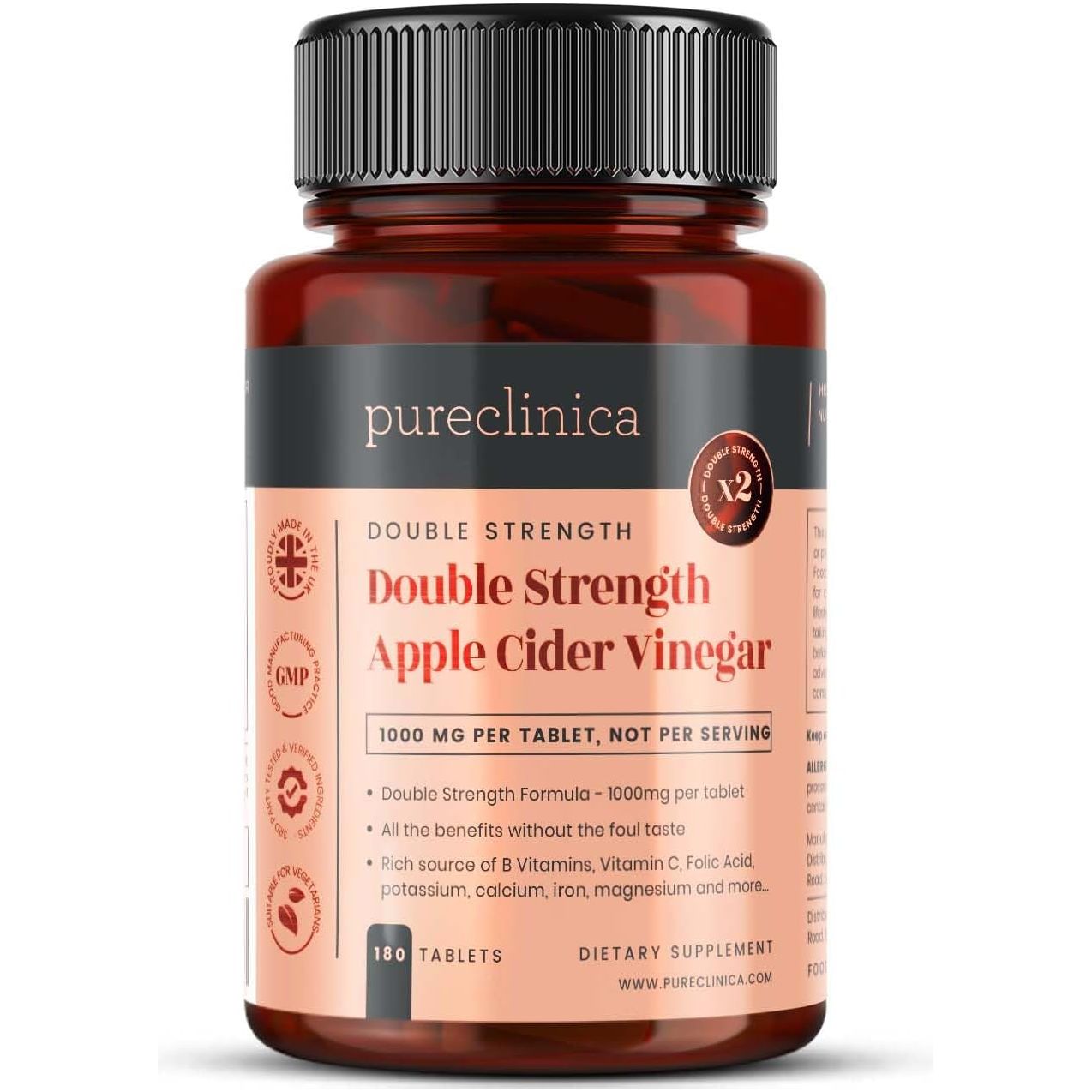Double Strength Apple Cider Vinegar 1000Mg X 180 Tablets (6 Months Supply)