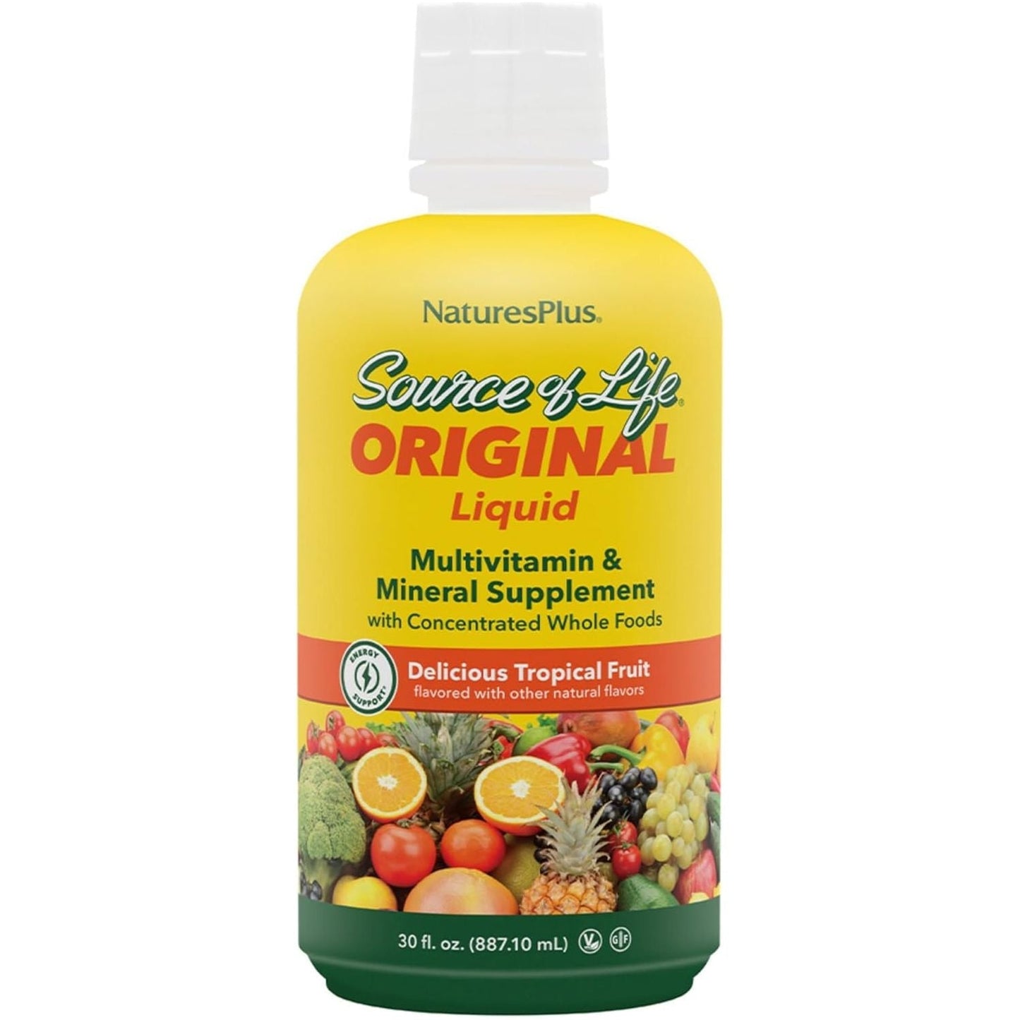 Natures plus Source of Life Liquid, Tropical Fruit - Multivitamin & Mineral Supplement  - 30 Servings (30 Fl Oz)