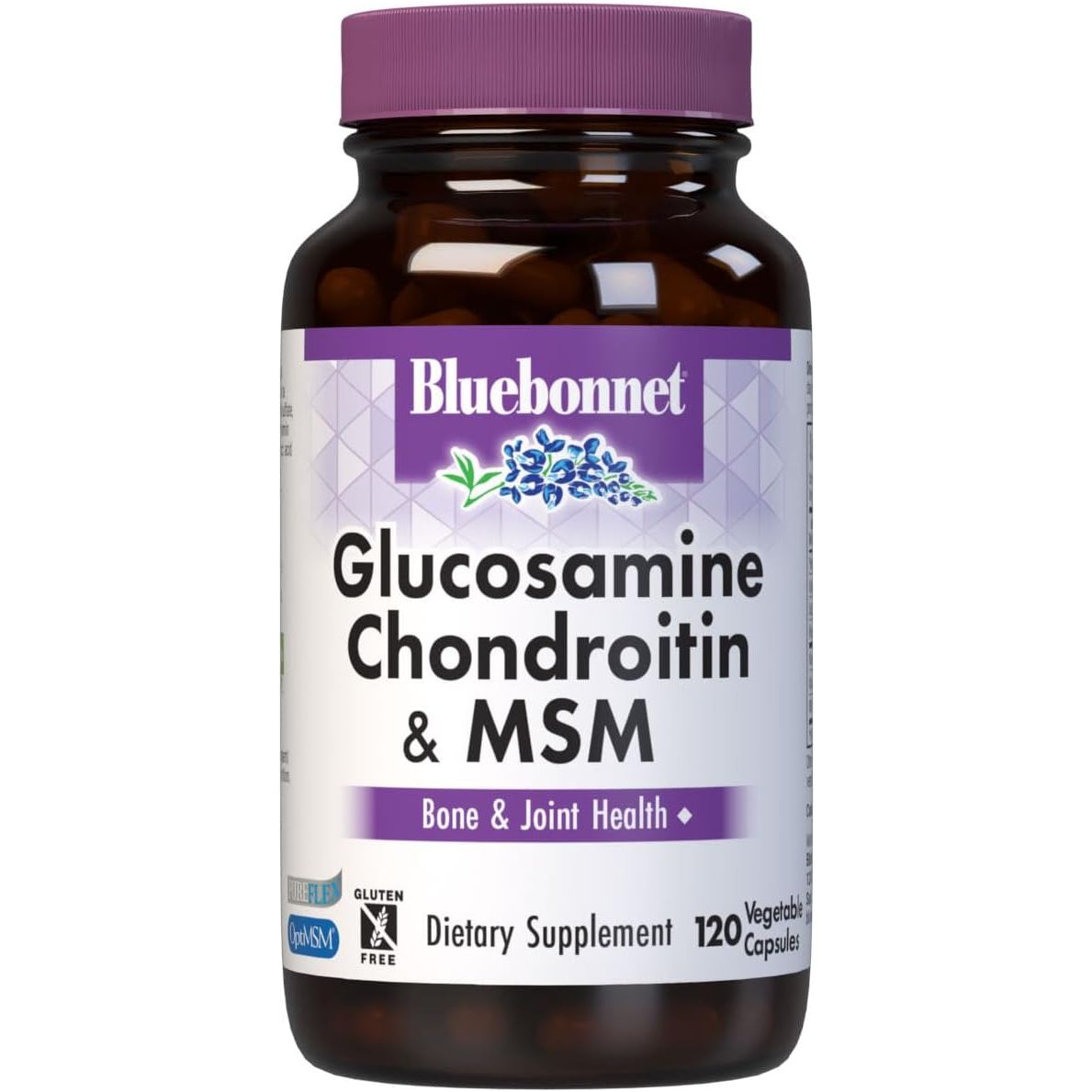 Bluebonnet Nutrition Glucosamine Chondroitin & MSM, Glucosamine, Bone & Joint Health*,120 Vegetable Capsules, 40 Servings