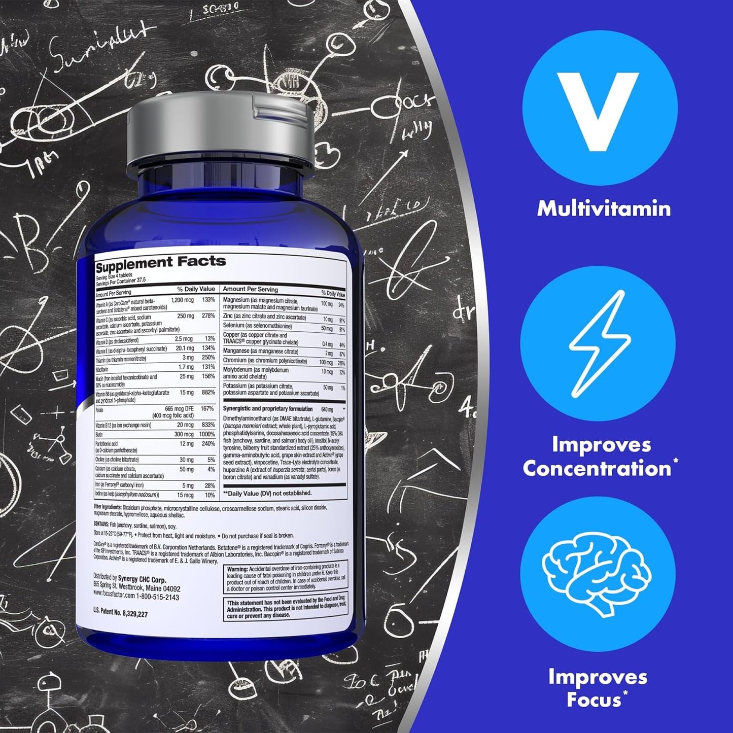 Focus Factor Brain Supplement Multivitamin Improve Memory and Clarity - Boost Concentration 180 Tablets