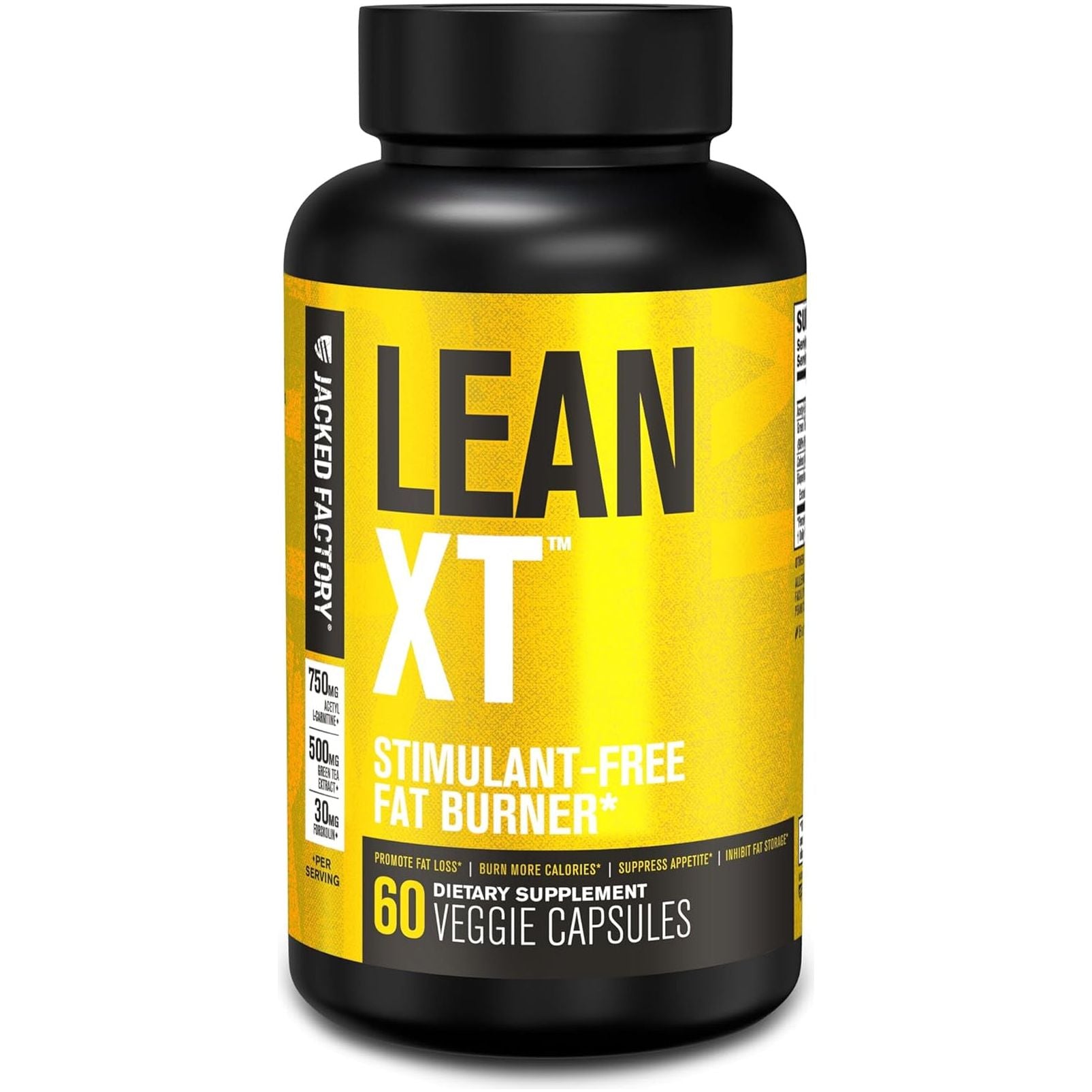 Jacked Factory Lean-Xt Caffeine Free Fat Burner - Non Stim Weight Loss Supplement 60Pills