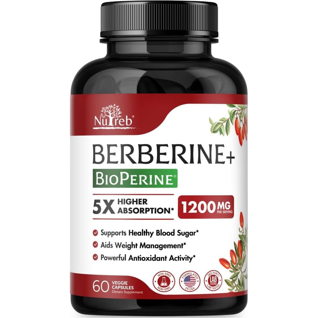 Berberine Supplement 1200Mg - Healthy Weight Management, Immune Support - 60 Vegan Capsules
