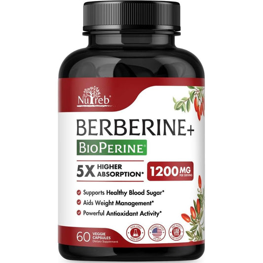 Berberine Supplement 1200Mg - Healthy Weight Management, Immune Support - 60 Vegan Capsules