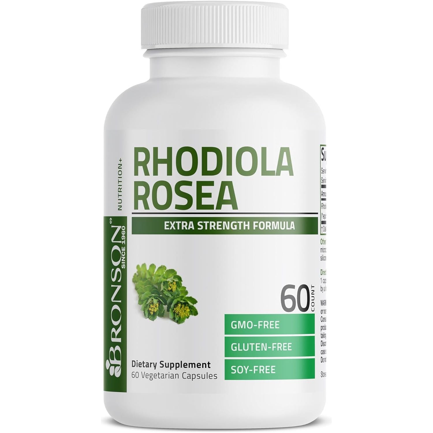 Bronson Rhodiola Rosea Vegetarian Capsules - Adaptogenic Herb - Brain, Stress & Mood Support, 60 Count