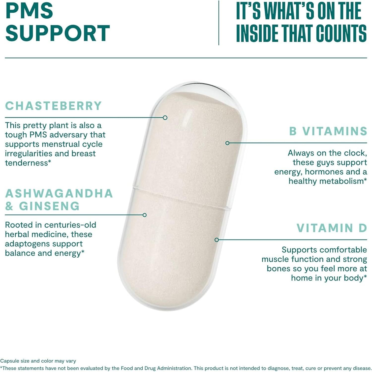 Habit PMS Support Supplement for Women - Supports Premenstrual Symptoms & Stress, Hormone Balance (60 Capsules)