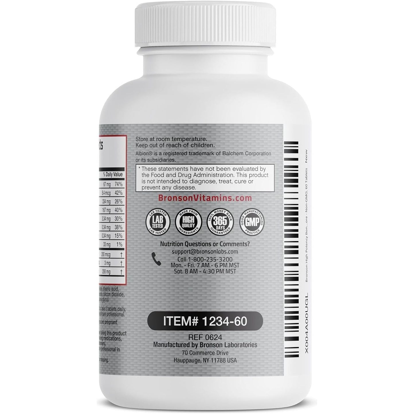 Bronson Bone Health & Strength Complex* High Potency Formula 200 MCG of Vitamin K2 as MK7, plus Calcium, 60 Tablets