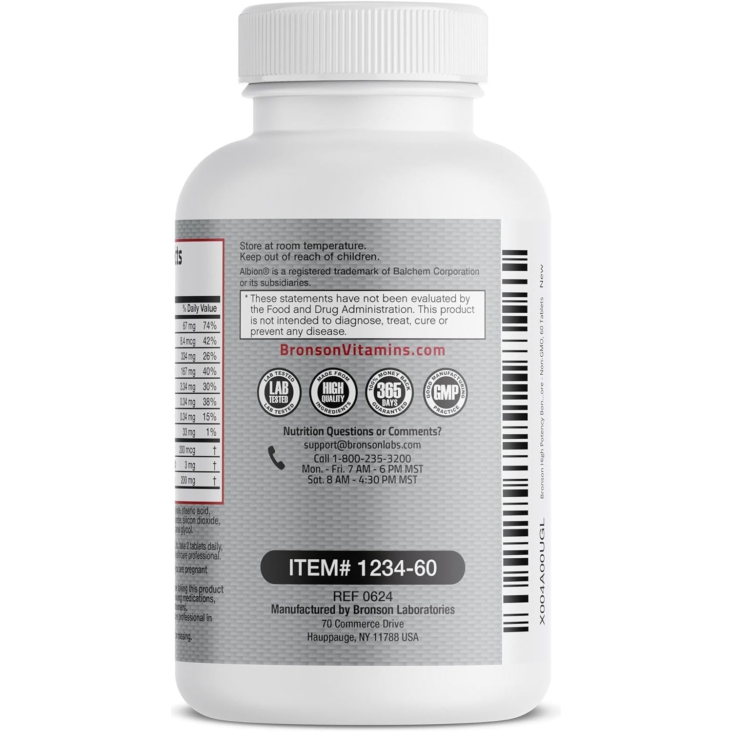 Bronson Bone Health & Strength Complex* High Potency Formula 200 MCG of Vitamin K2 as MK7, plus Calcium, 60 Tablets