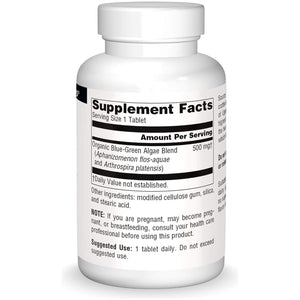Source Naturals Blue Green Algae from Klamath Lake - Algae Superfood Supplement, 500 Mg - 200 Tablets