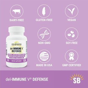 Del-Immune V® Defense by Stellar Biotics, All-Natural Immune Support & Gut Health (120 Caps)