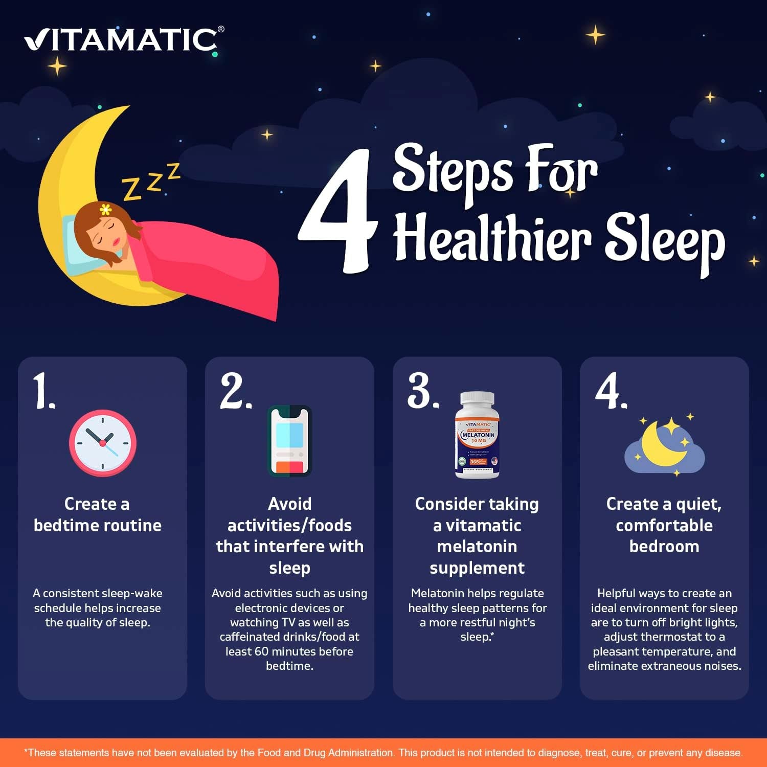 Vitamatic Melatonin 10Mg - 1 Year Supply | Natural Berry Flavor - 365 Tablets