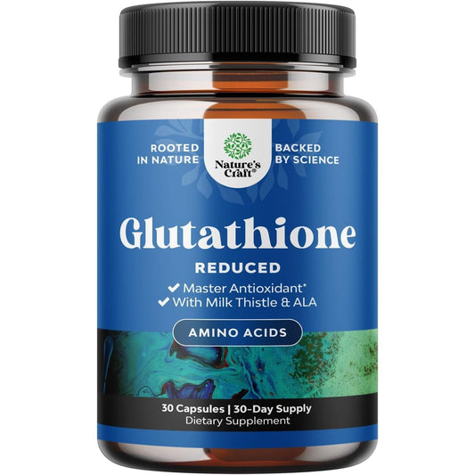 Reduced Glutathione Supplement with Milk Thistle for Liver Support Skin Complexion and Immune Support (30 Servings/500Mg)