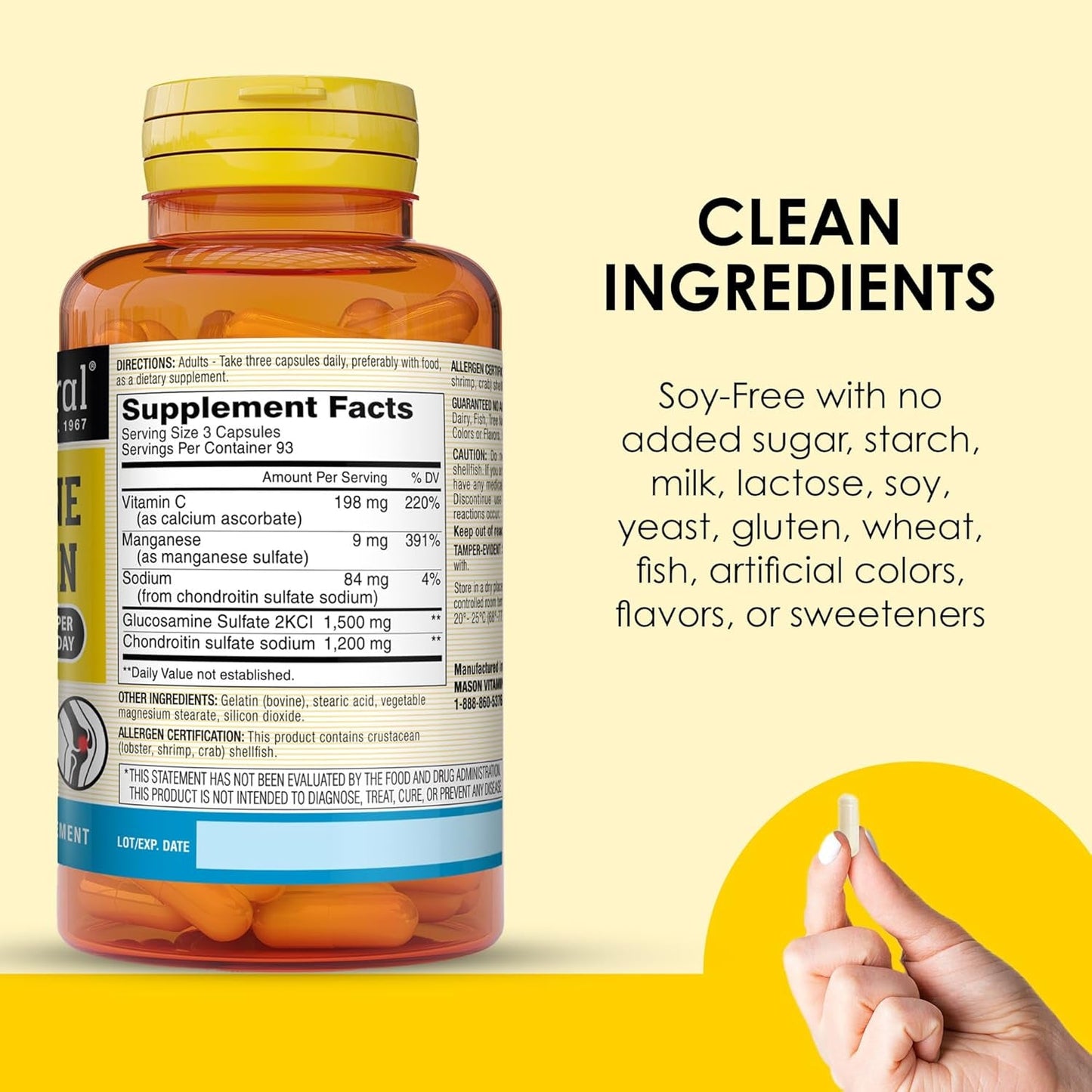 MASON NATURAL Glucosamine Chondroitin 1500/1200  with Vitamin C - 280 Capsules