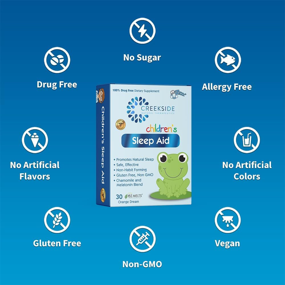 Creekside Naturals Children’S Sleep Aid with Melatonin and Chamomile 30 EZ Melt Tablets