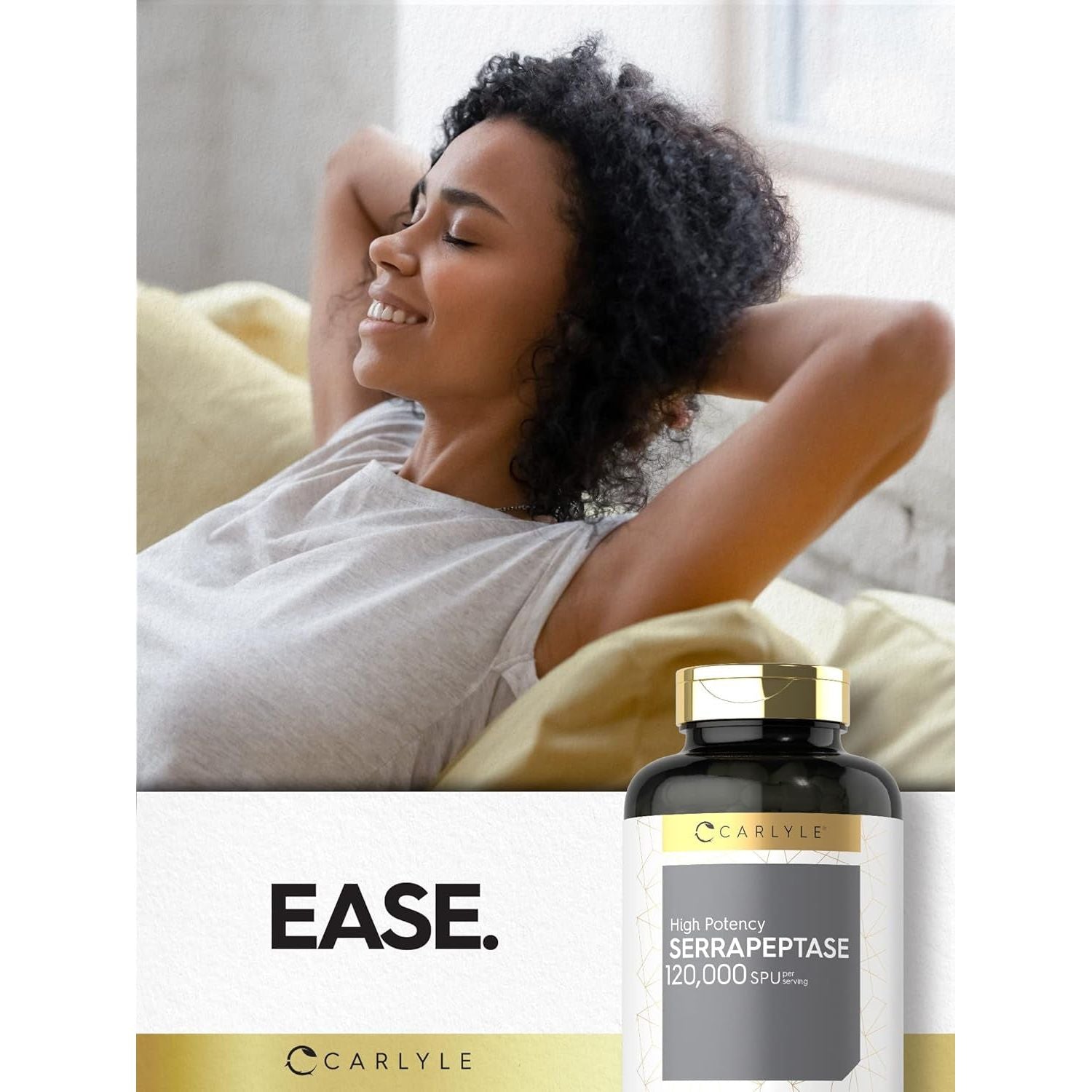 Carlyle Serrapeptase 120000 SPU | 120 Capsules | Supports Sinus Health | Gluten Free Enzyme Supplement