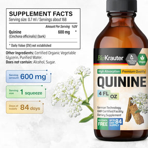 BIO KRAUTER Quinine for Leg Cramps Tincture - Cinchona Bark Extract - 4 Fl.Oz.