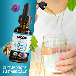 Adrenal Support Supplements Liquid Drops - Organic Adrenal and Focus Supplement, 1Oz