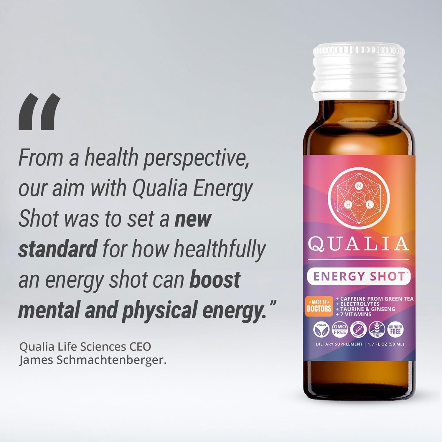 Qualia Energy Shot: Naturopathic Doctor-Formulated W/Ginseng, Lutein, Taurine, B. Vitamin Complex, Magnesium 10 Shots