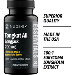 Nugenix Essentials Tongkat Ali for Men, Support for Men'S Health, Longjack Eurycoma Longifolia Extract, 30Ct
