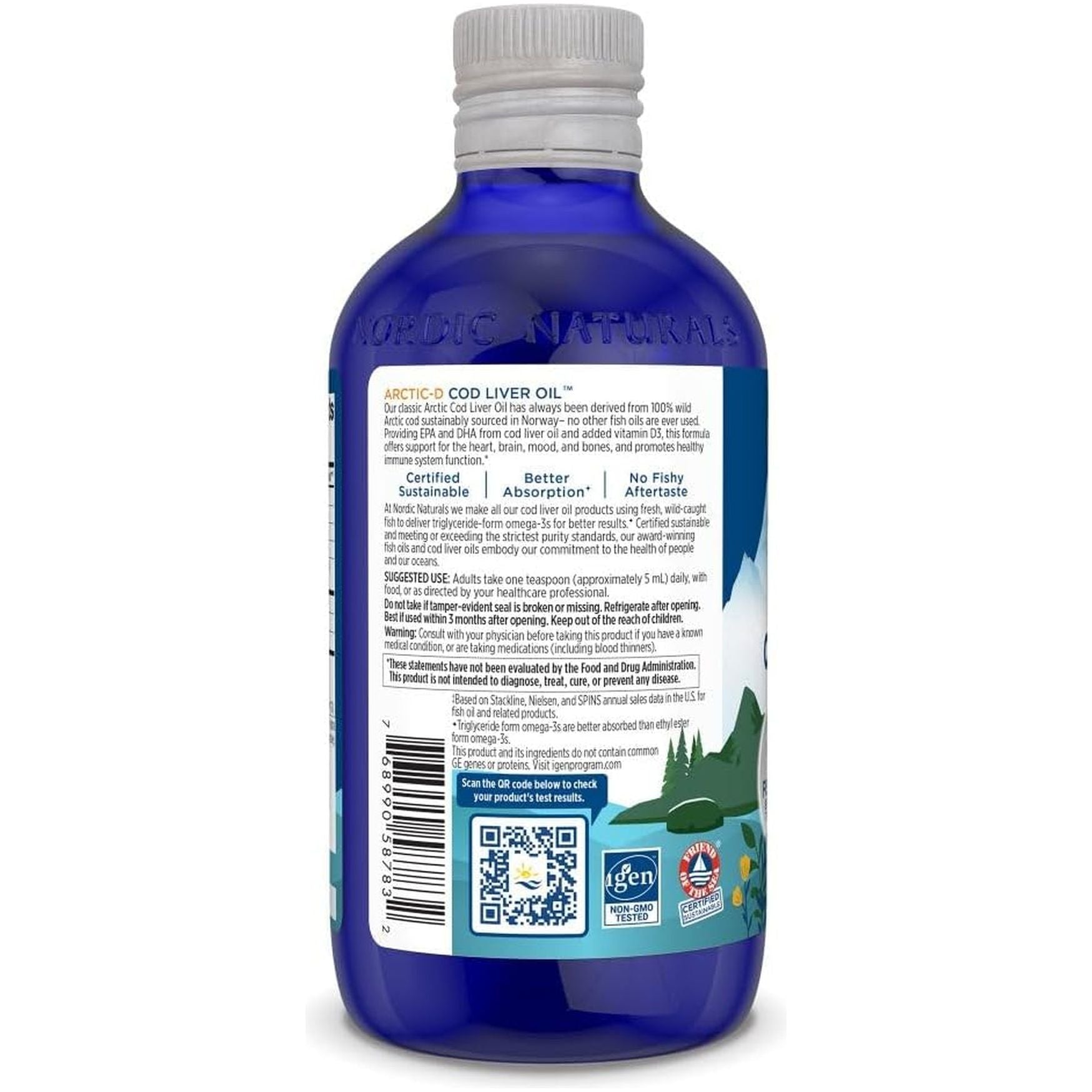 Nordic Naturals Arctic-D Cod Liver Oil, Lemon - 8 Oz - 1060 Mg Total Omega-3S + 1000 IU Vitamin D3 48 Servings
