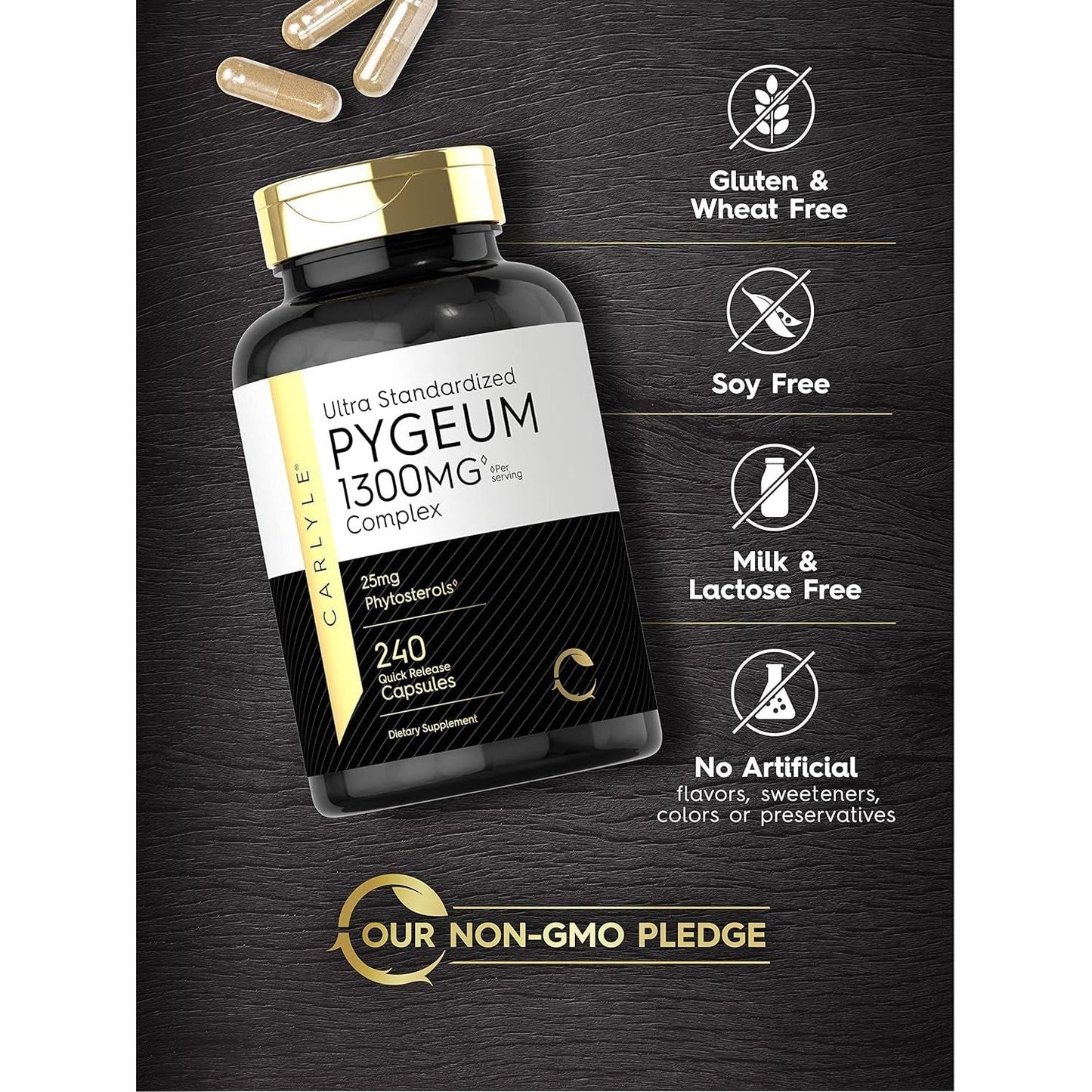 Carlyle Pygeum Supplement | Africanum Bark Extract Supplement (1300Mg/240 Capsules)
