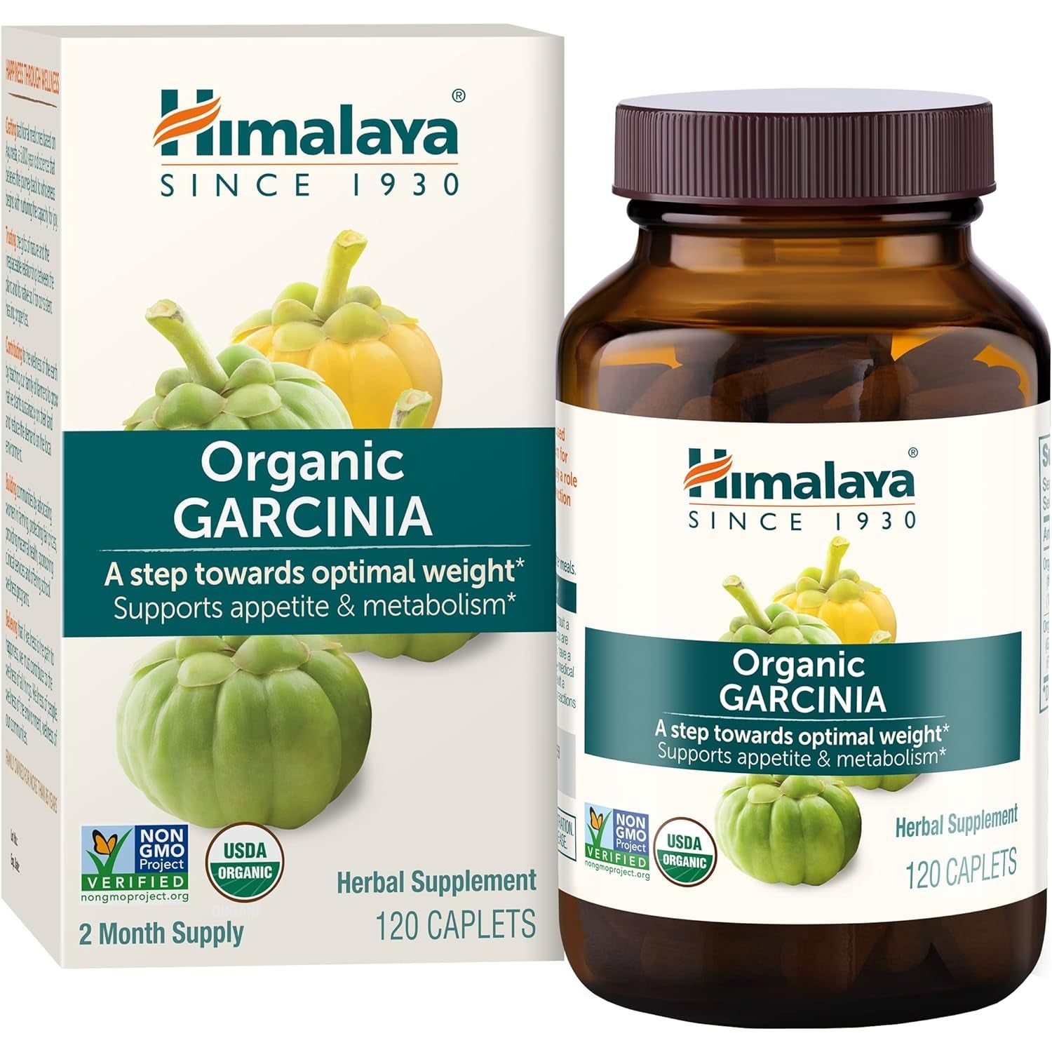Himalaya Organic Garcinia Cambogia Herbal Supplement, Appetite Control, Lipid Metabolism, Weight Support, 600 Mg, 120 Caplets