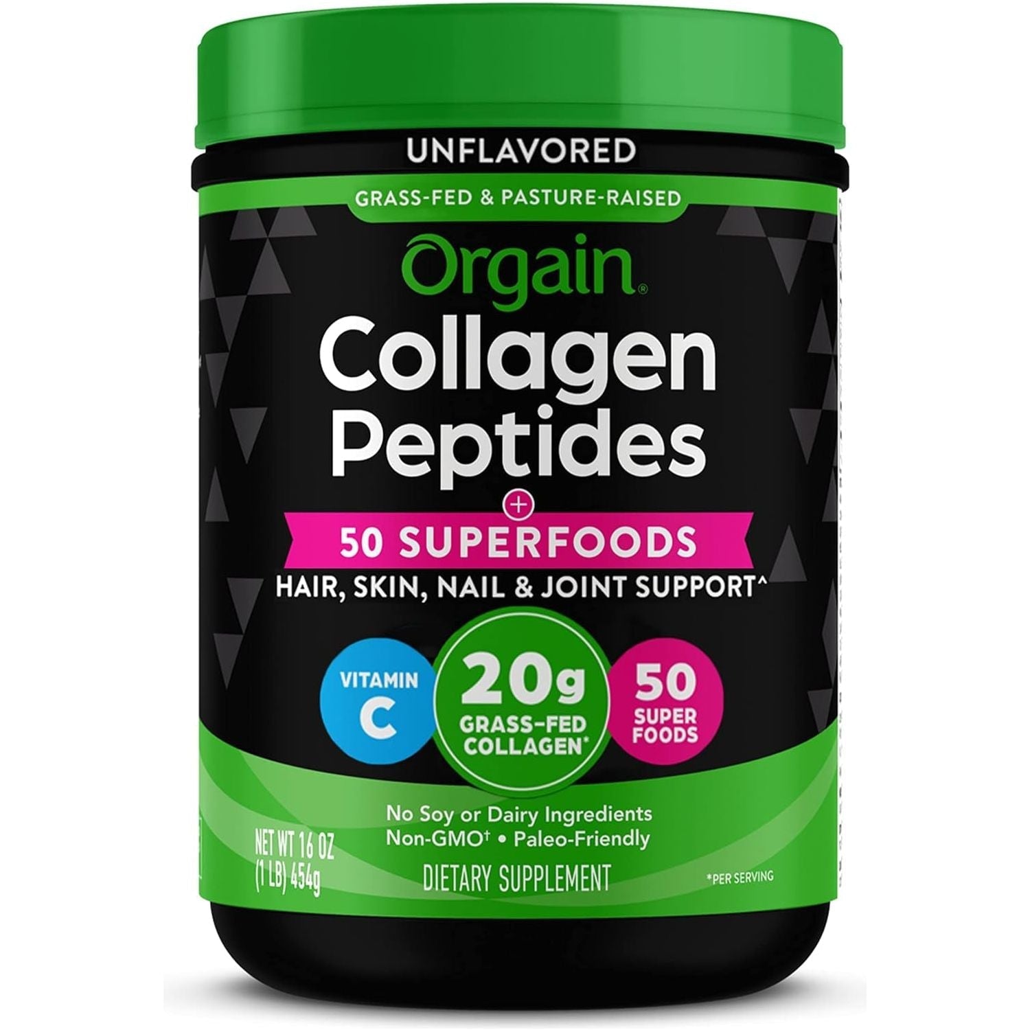 Orgain Hydrolyzed Collagen Powder + 50 Organic Superfoods for Women & Men (1 Lbs)